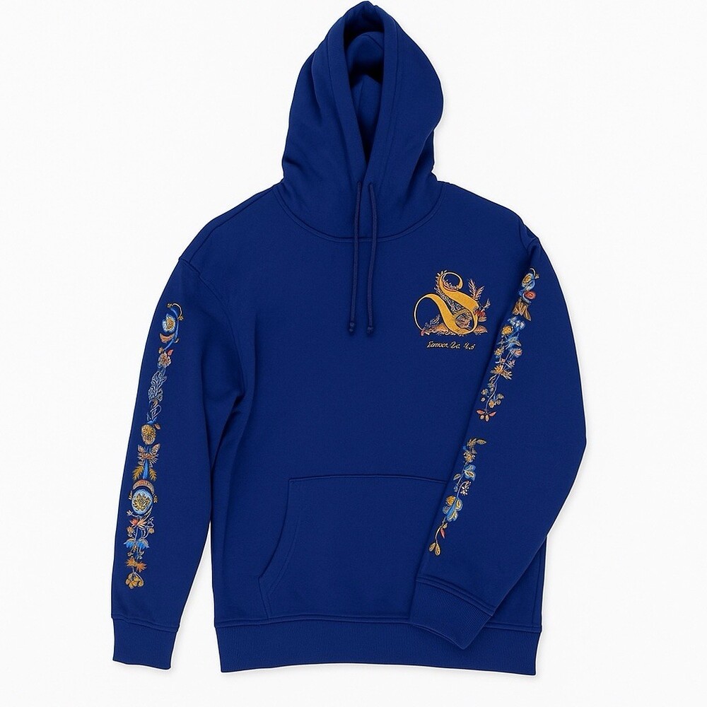 Scotch & Soda Hoodie Mens M Evening Skies Embroidery Floral Fleece MSRP NWT $118